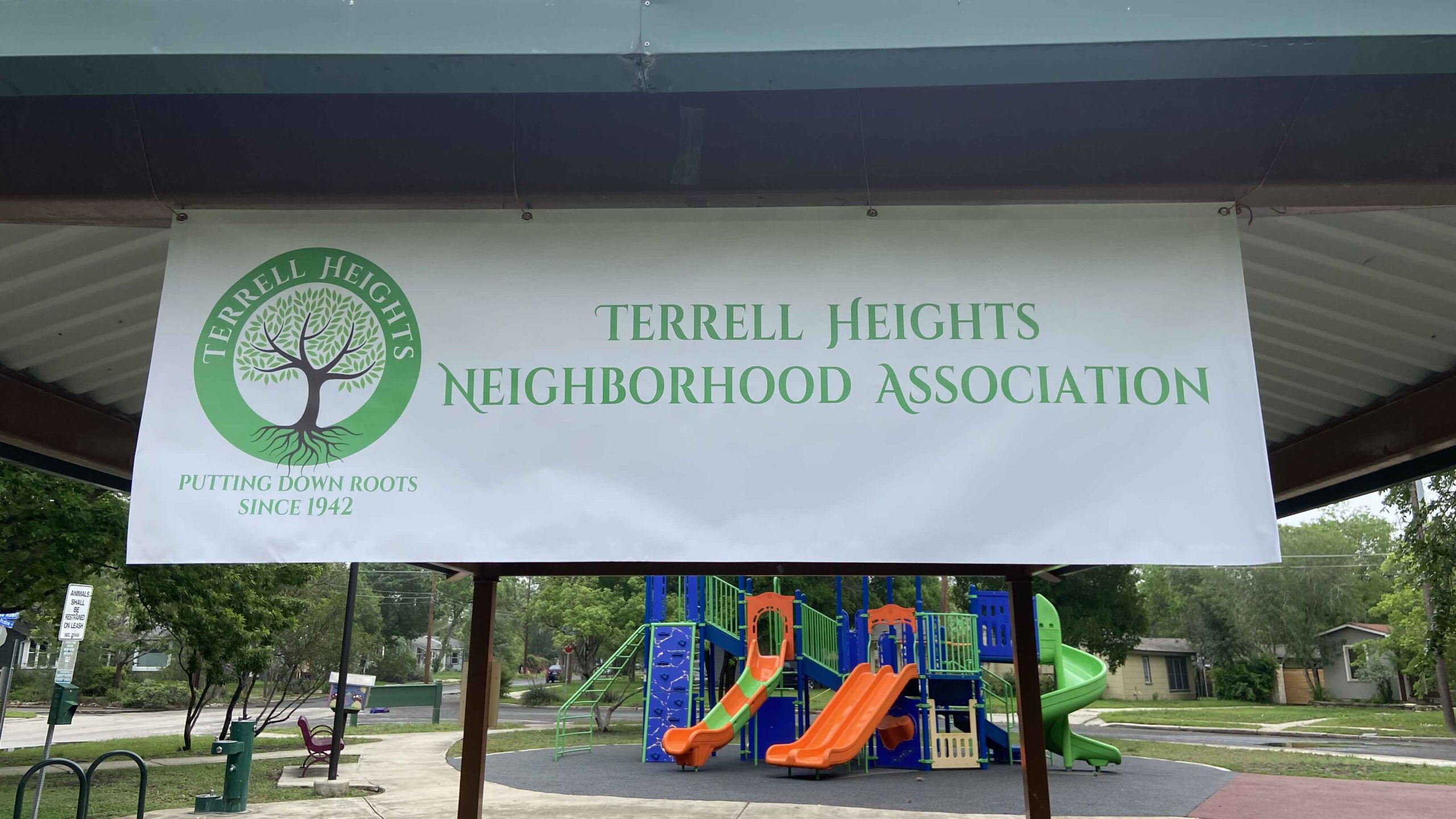 Terrell Heights Neighborhood Association banner. Representing the Terrell Heights neighborhood in San Antonio, TX.